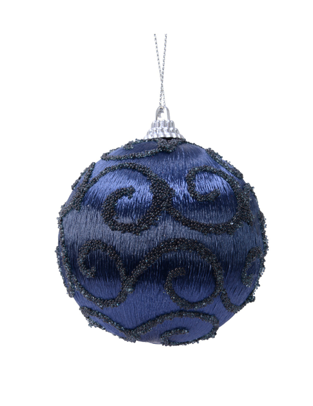 Boule pour sapin bleu nuit à sequins