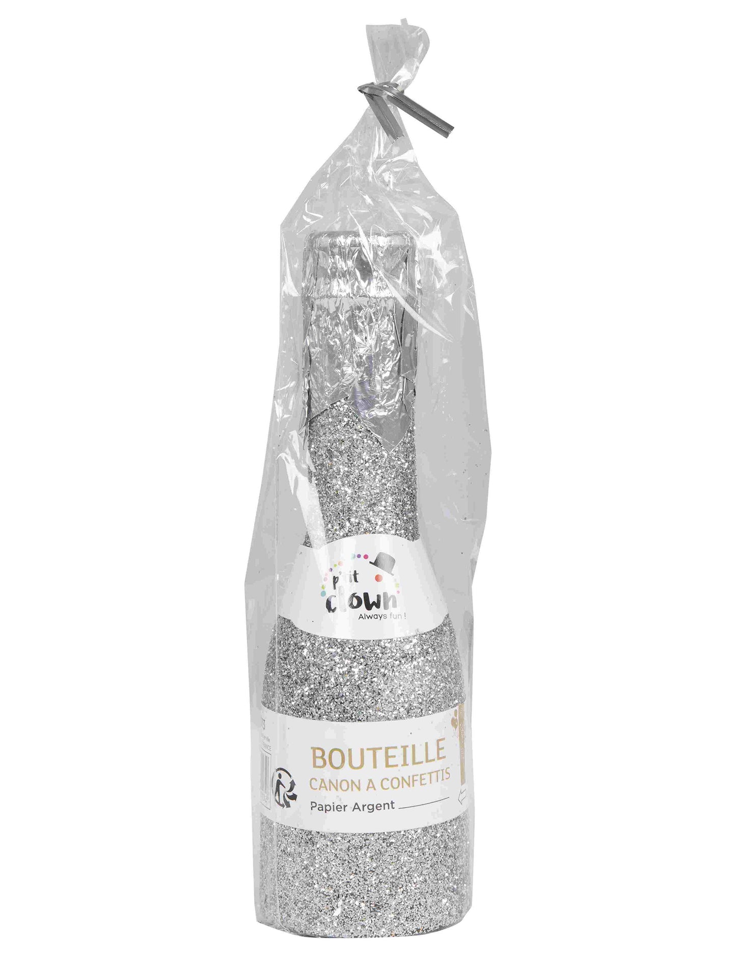 Srebrna steklenica Confetti Cannon 16 cm