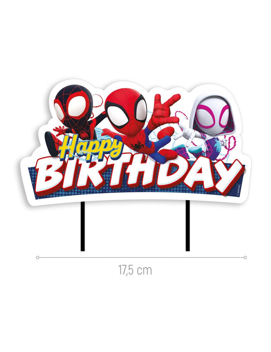 Schéma des dimensions du cake topper Spidey et ses amis