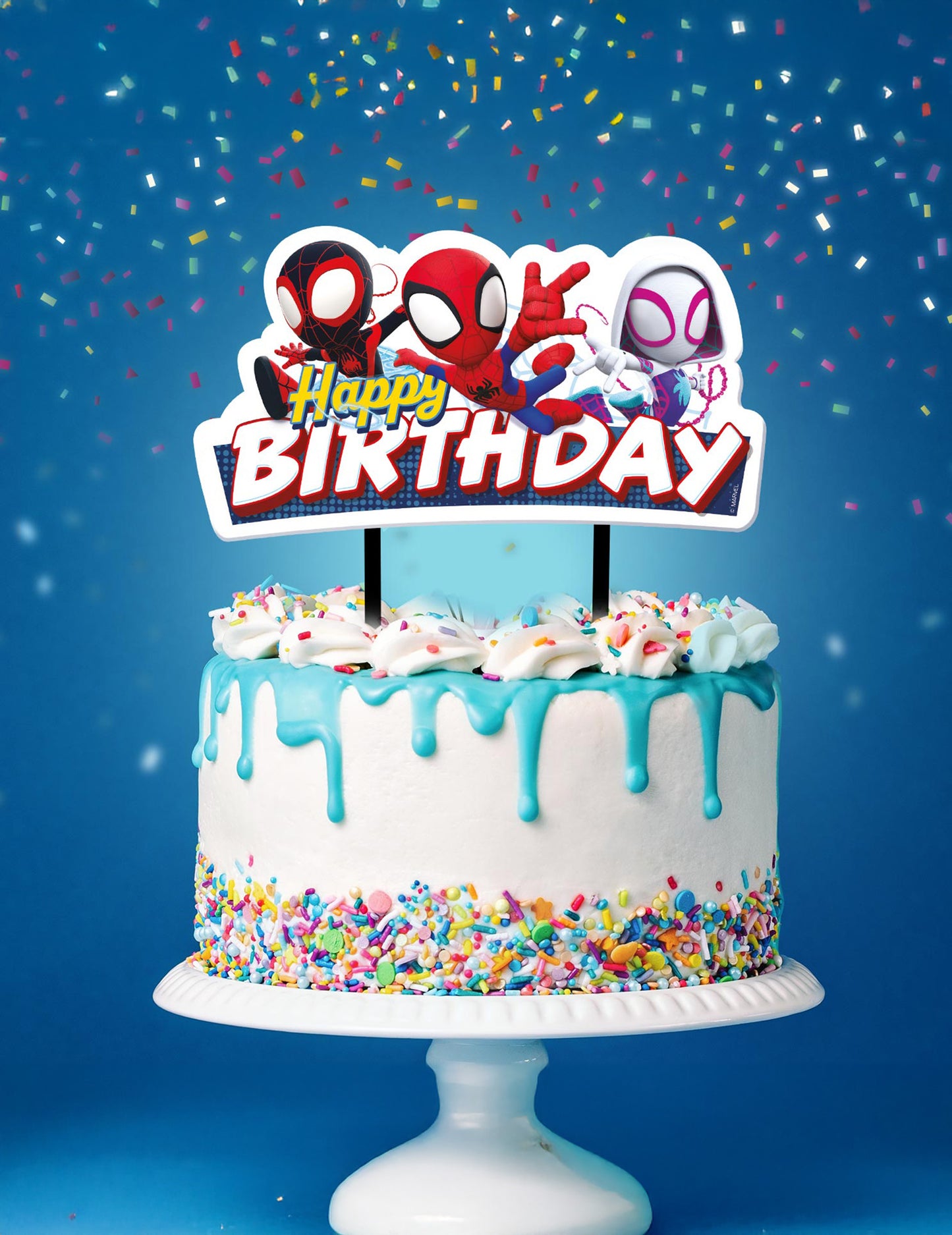 Cake topper Happy Birthday Spidey et ses amis 17,5 cm