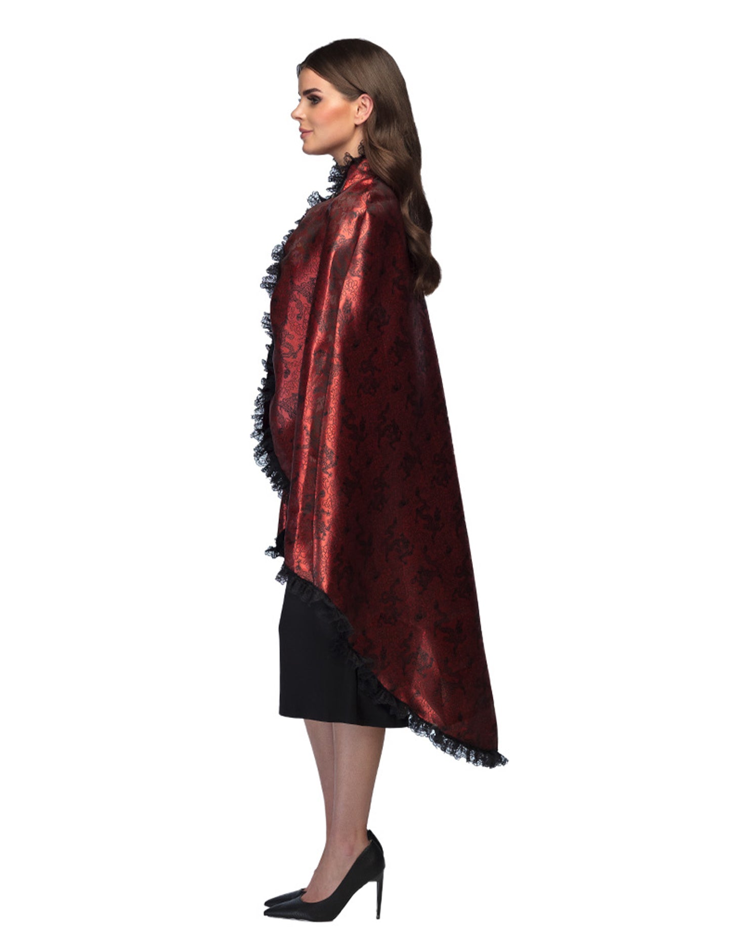Rdeči vampirski ogrinja z čipkami za odrasle