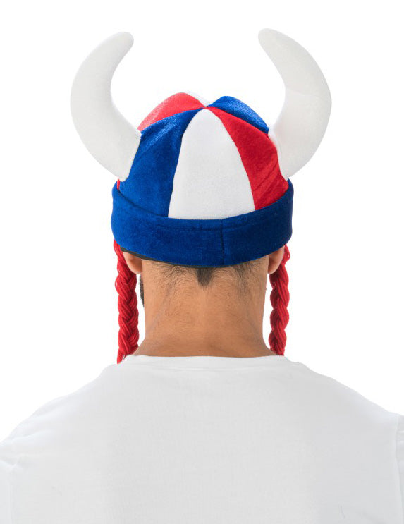 Gallični rogovi čelade in modre bele rdeče pletenice