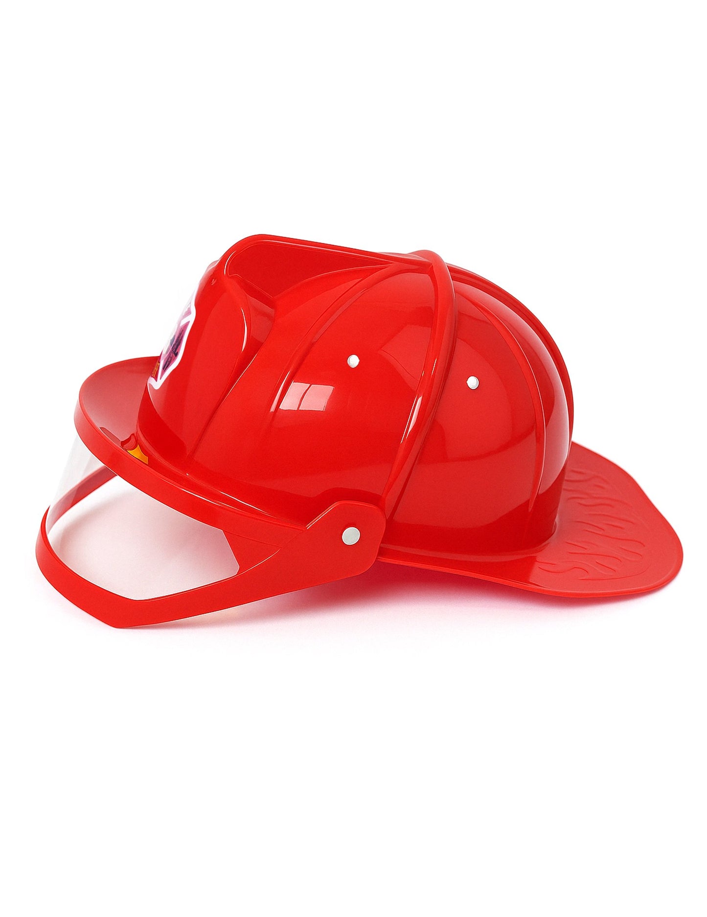 Rdeča gasilska čelada z otroškim vizirjem