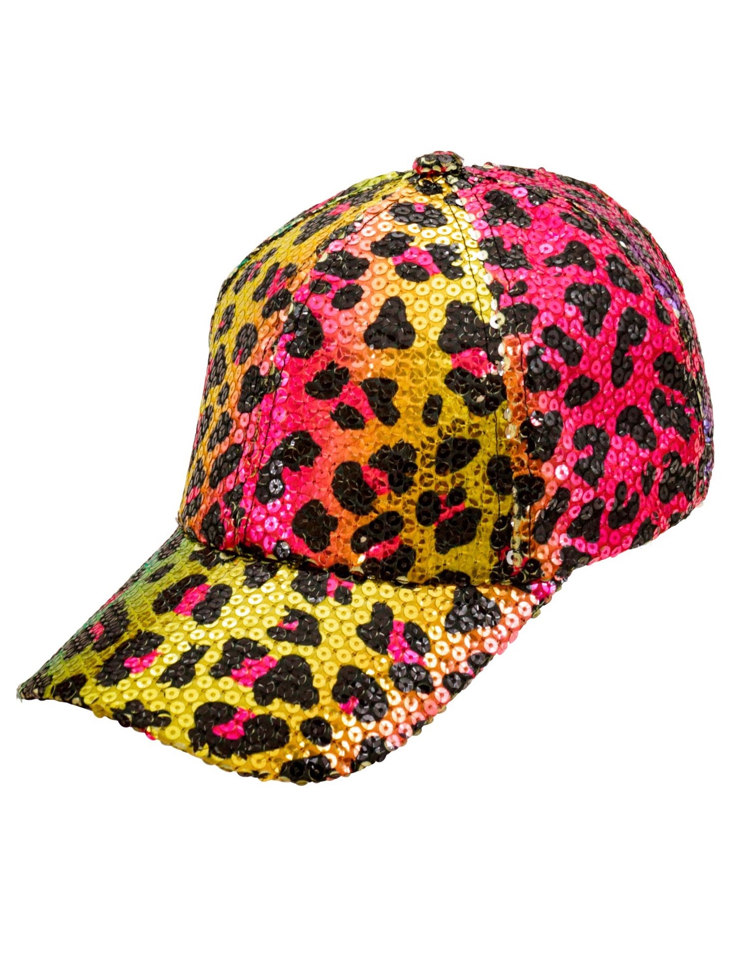 Casquette à sequins léopard multicolore adulte