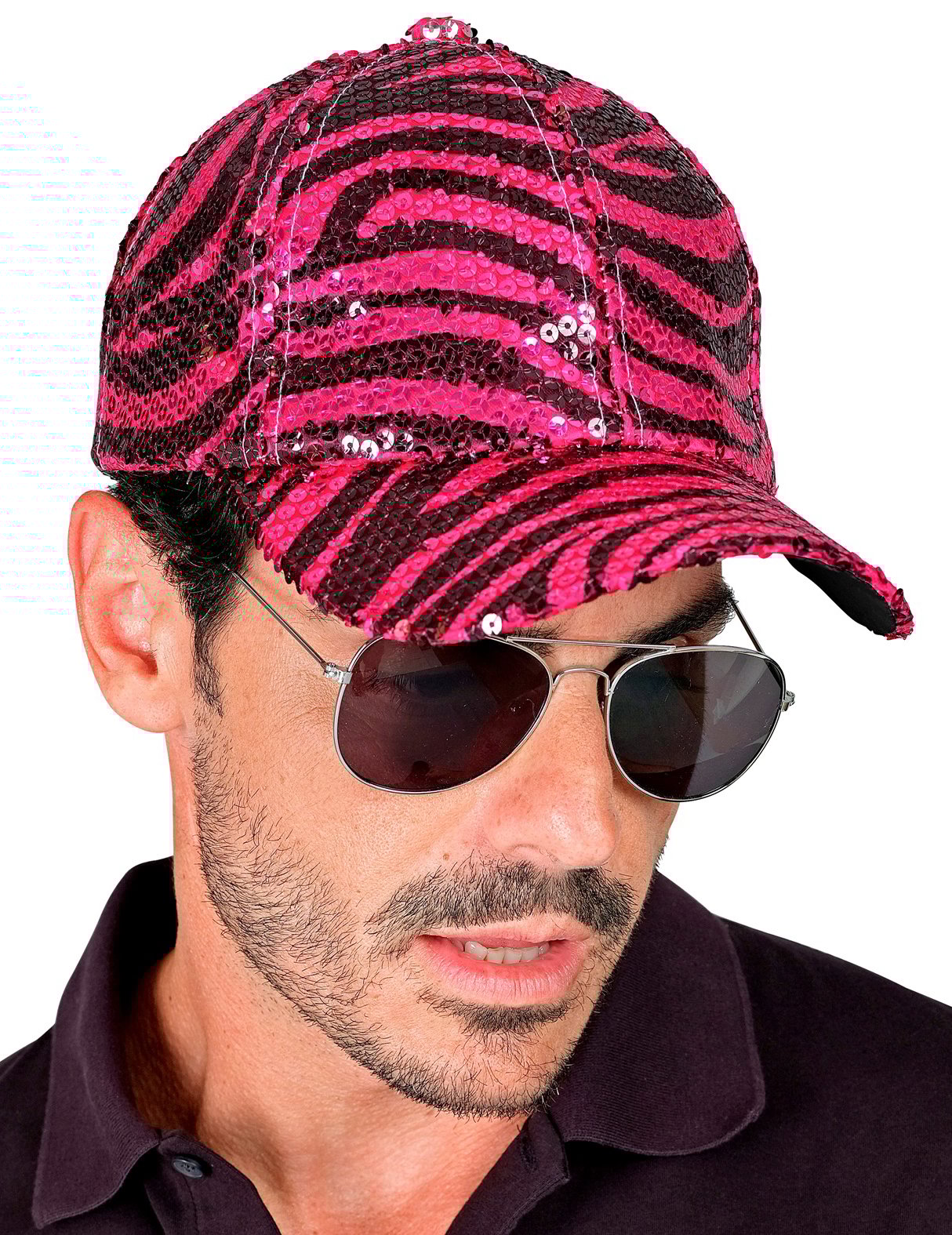 Casquette à sequins tigrée rose adulte