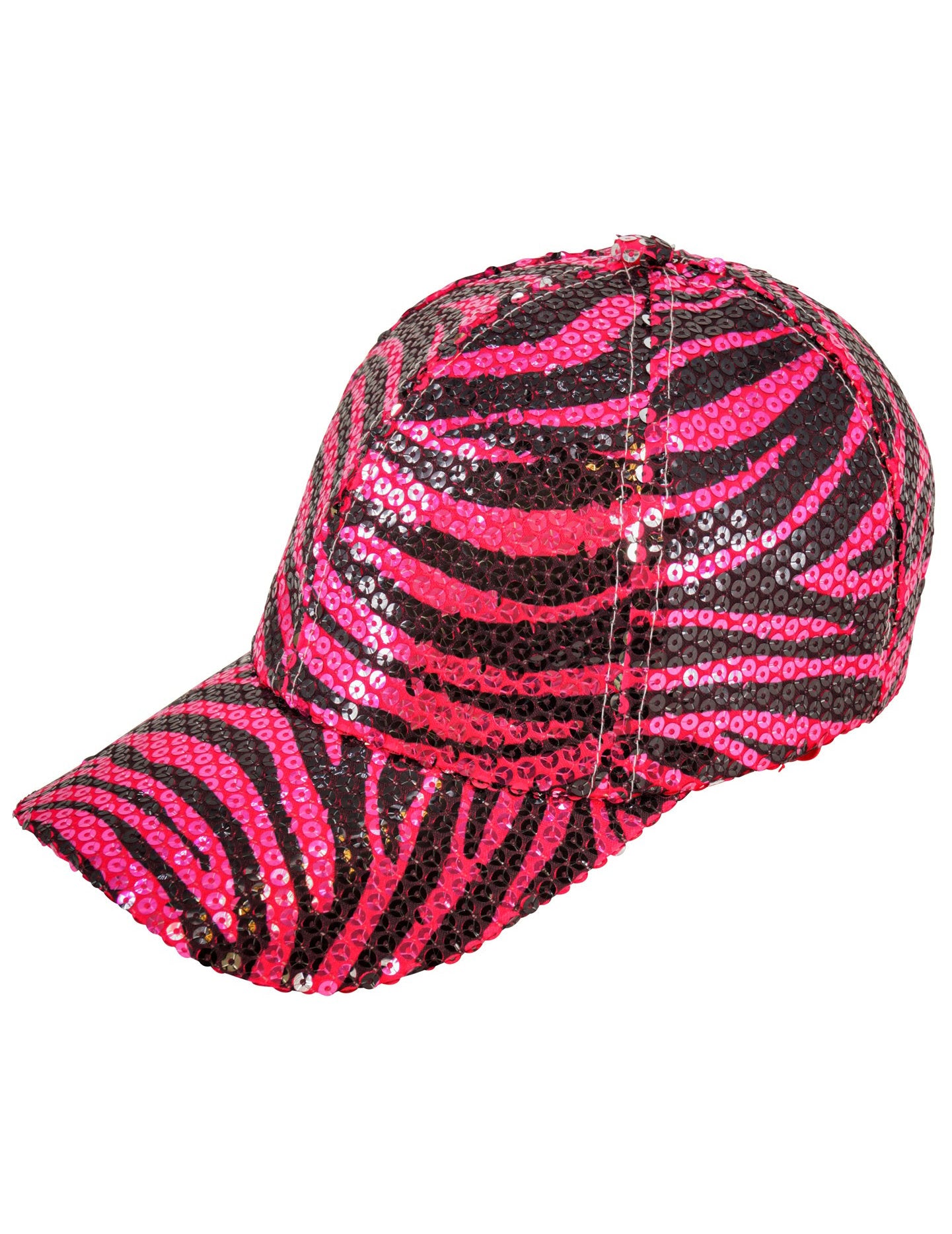Casquette à sequins tigrée rose adulte