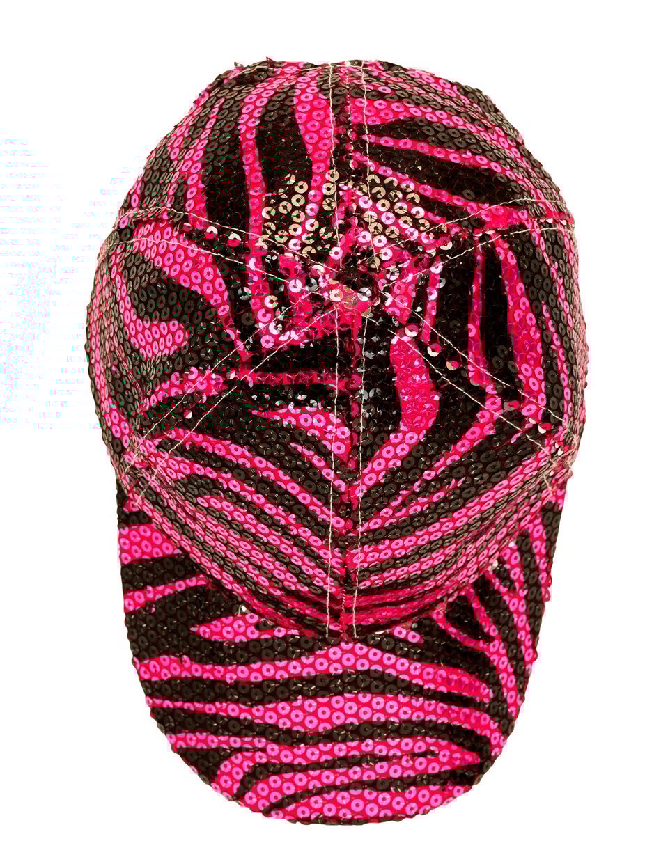 Casquette à sequins tigrée rose adulte