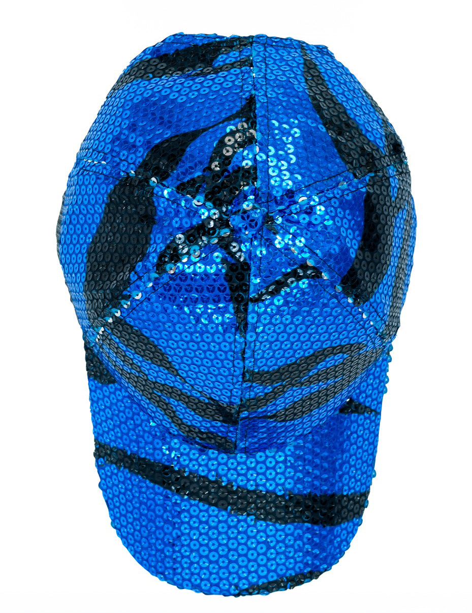 Casquette à sequins vague bleue adulte