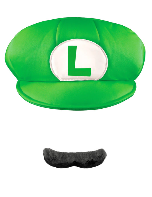 Vue de face de la casquette et moustache Luigi™