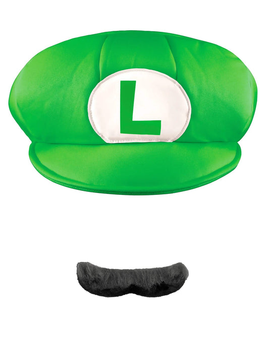 Vue de face de la casquette et moustache Luigi™