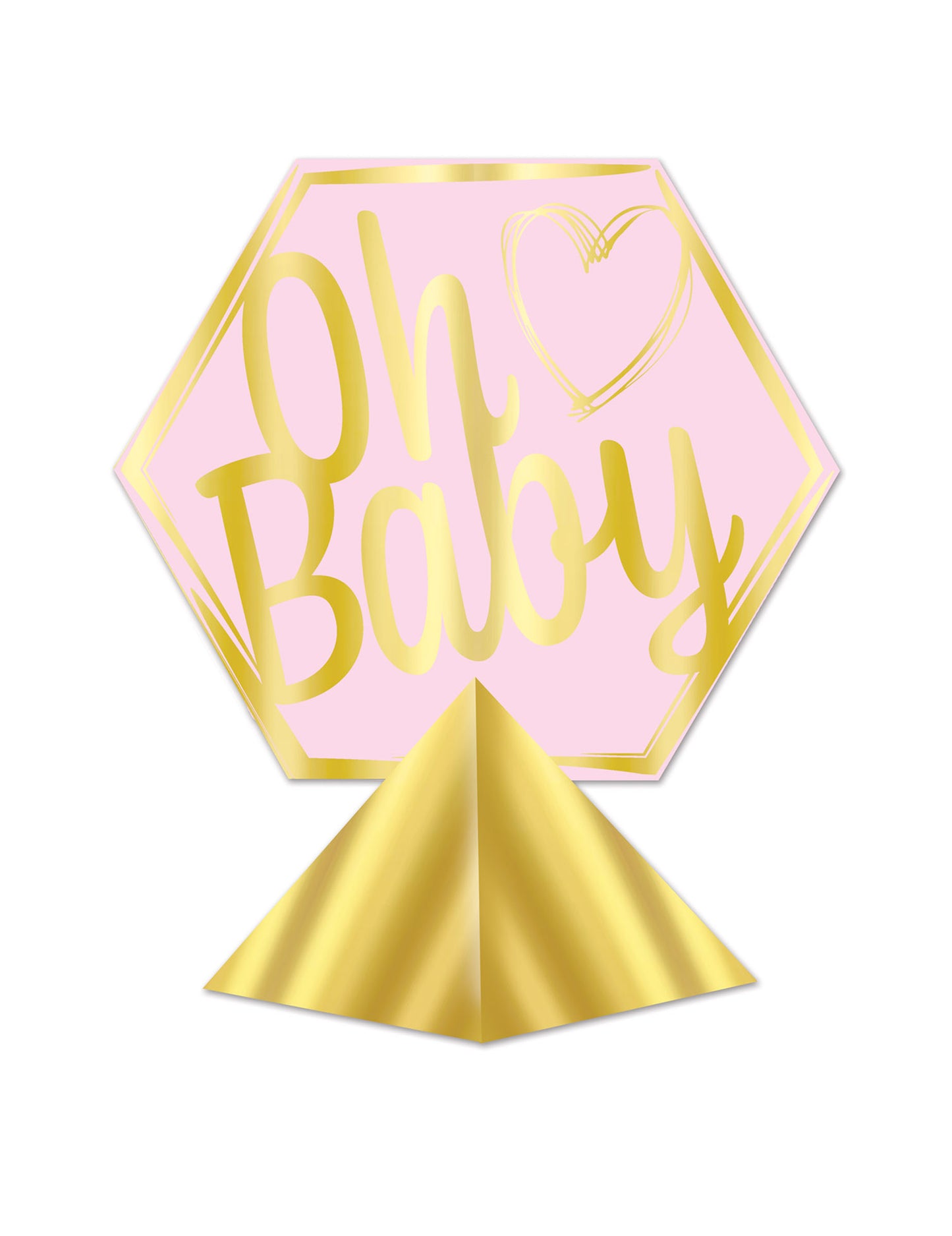 Roza in zlata kartonska osrednja dekoracija "Oh Baby", 29 x 26 cm otroška zabava