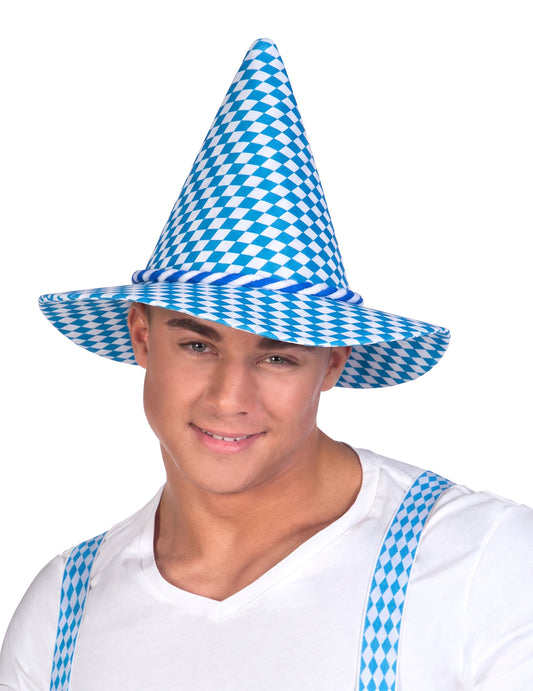 Bavarski bavarski in beli klobuk za odrasle