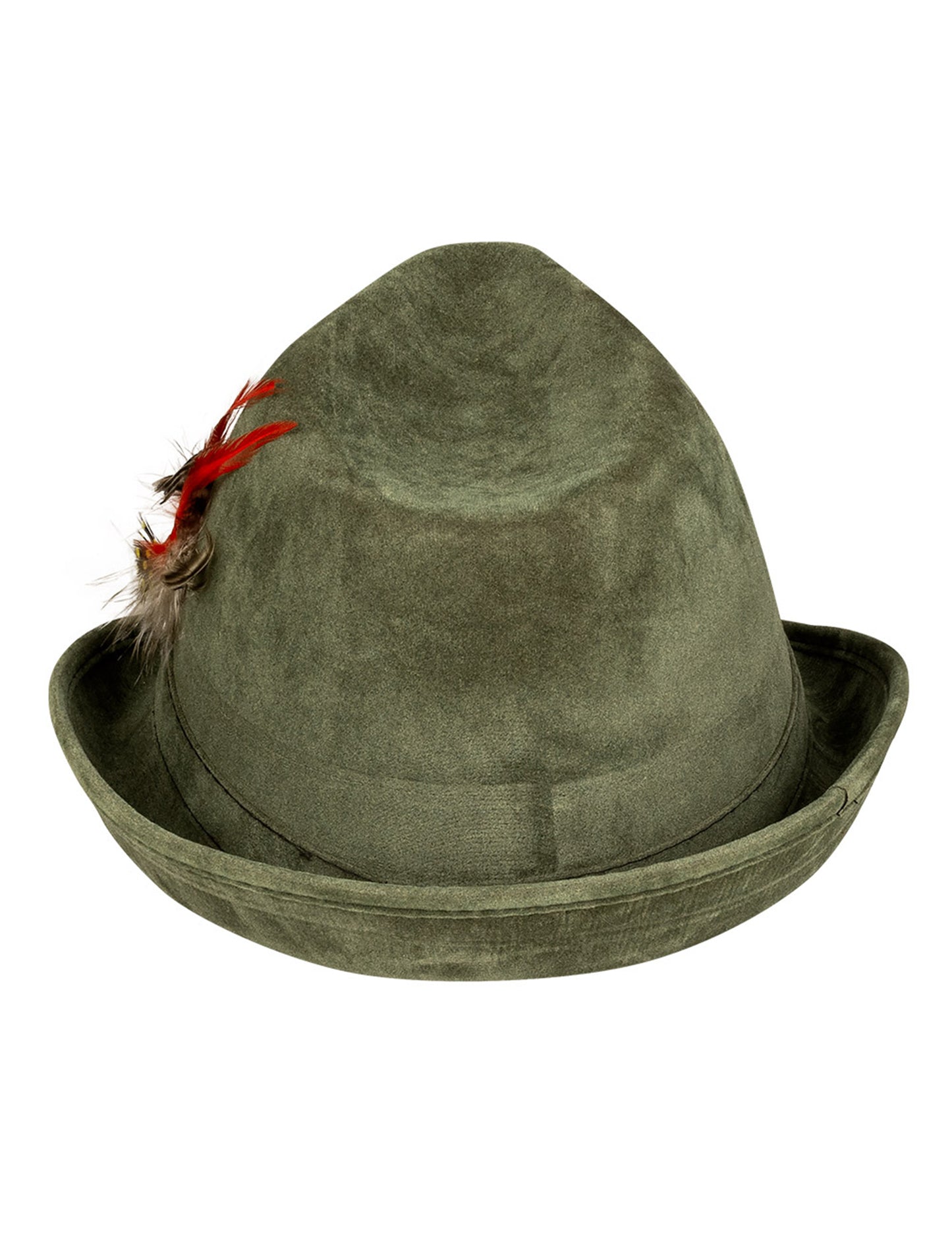 Khaki zeleni bavarski klobuk z odraslim perjem