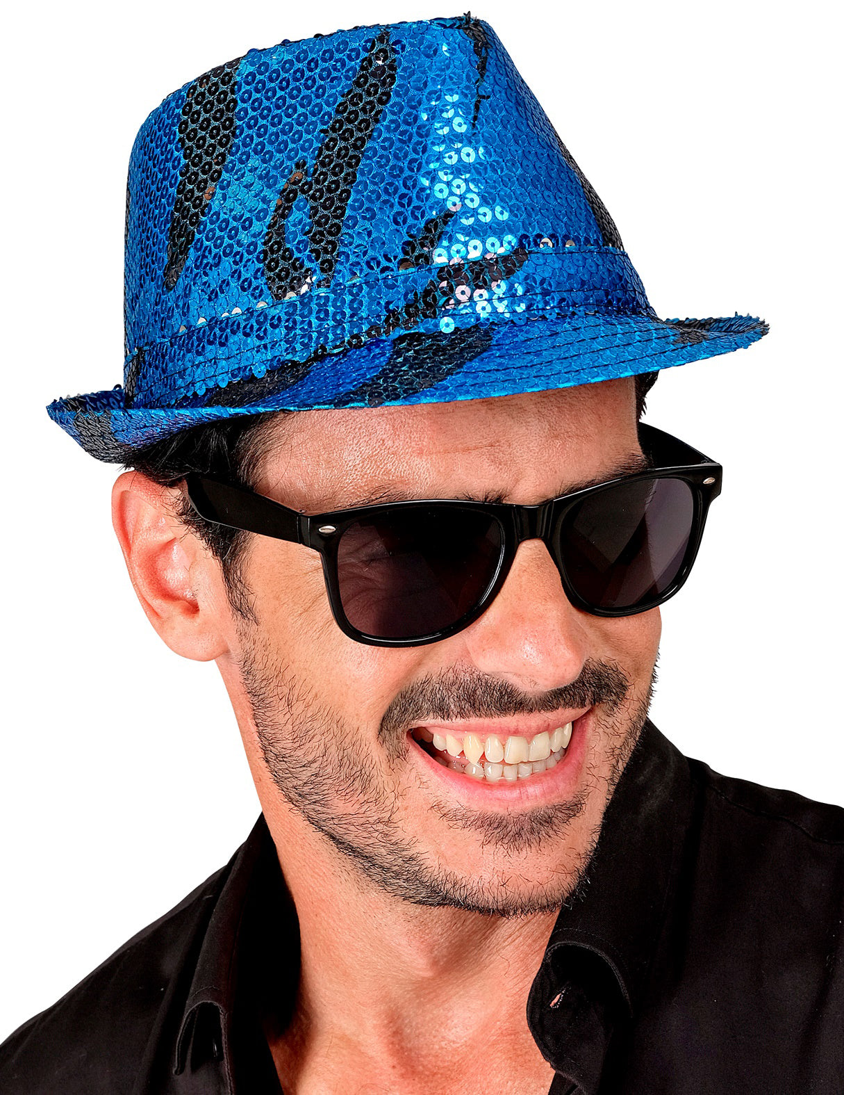 Chapeau borsalino à sequins vague bleue adulte