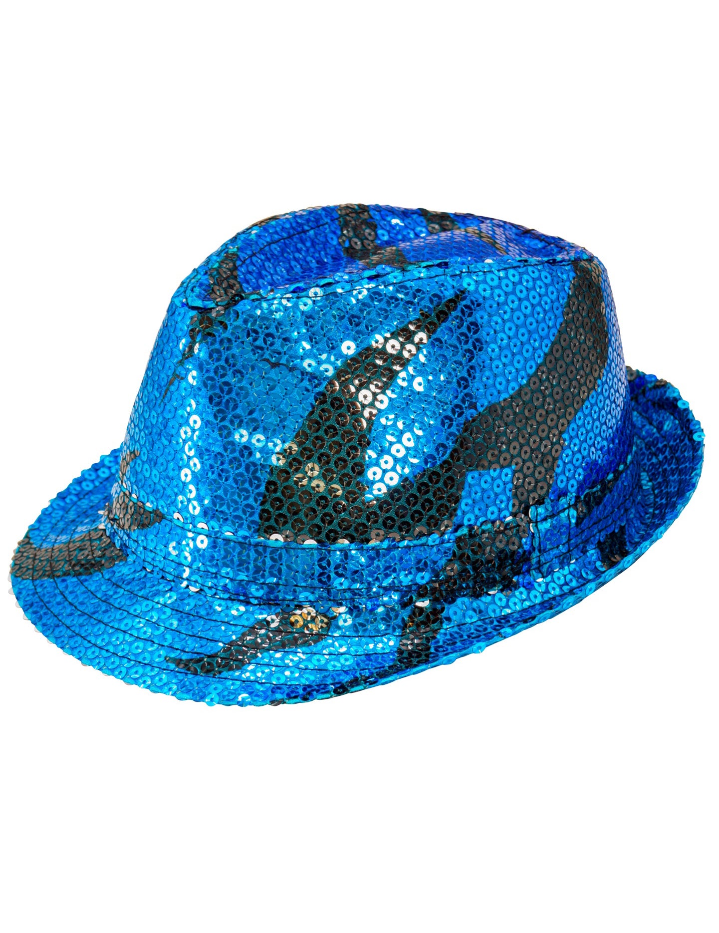 Chapeau borsalino à sequins vague bleue adulte