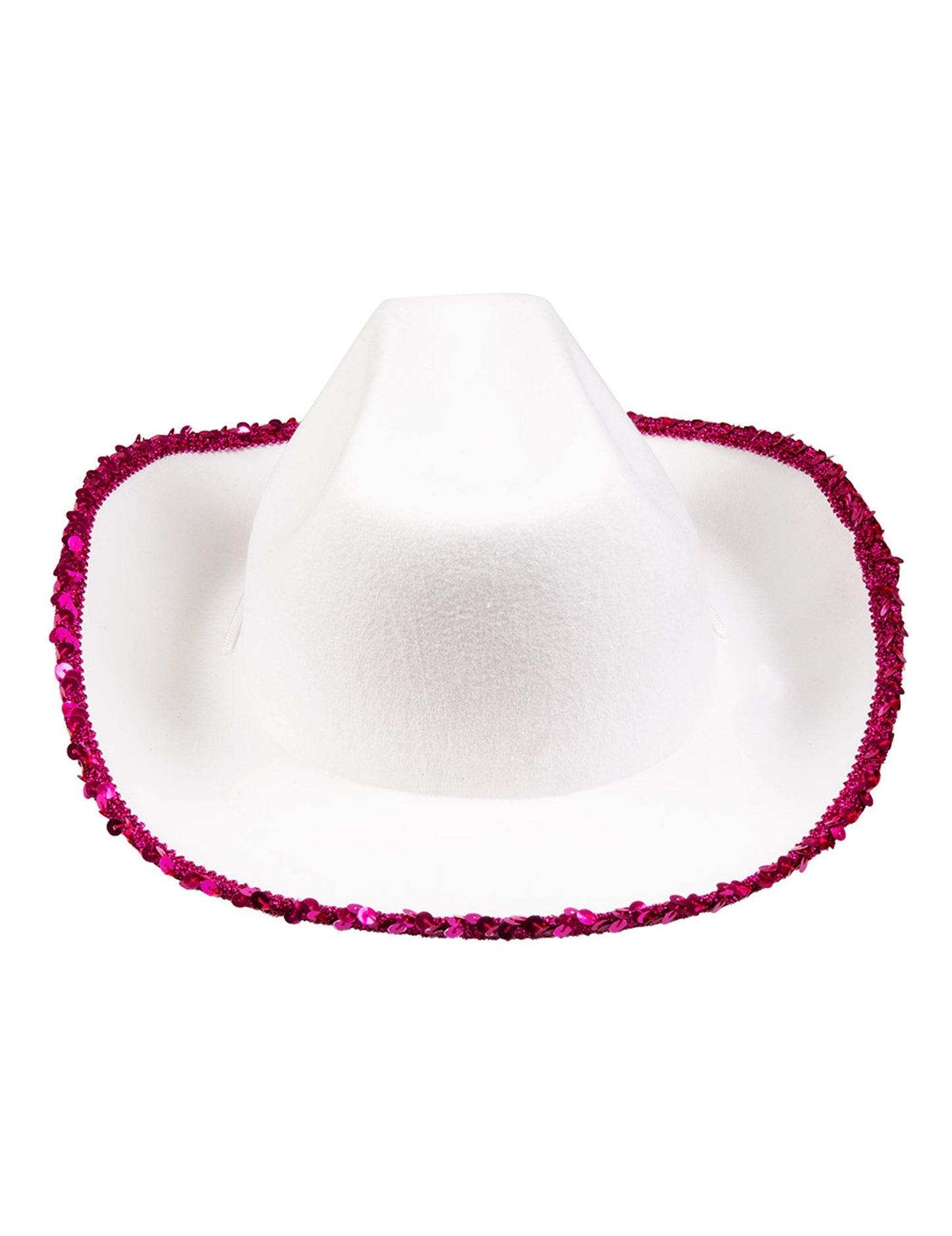Chapeau de cowgirl blanc avec étoiles à sequins rose