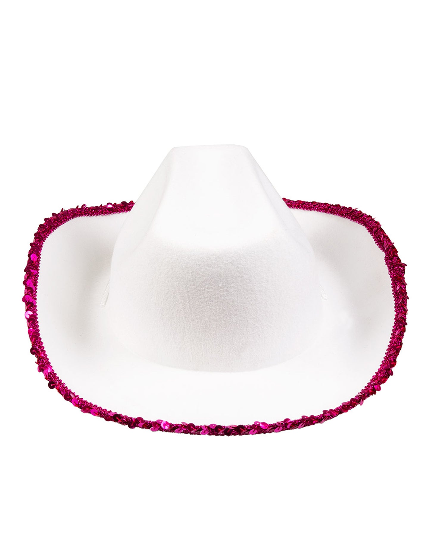 Chapeau de cowgirl blanc avec étoiles à sequins rose