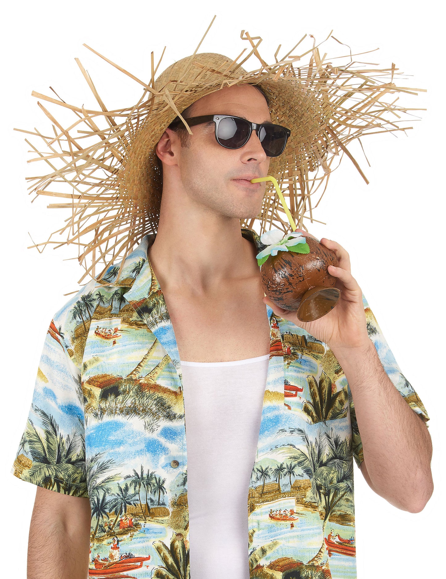 Chapeau en paille claire Hawaï adulte