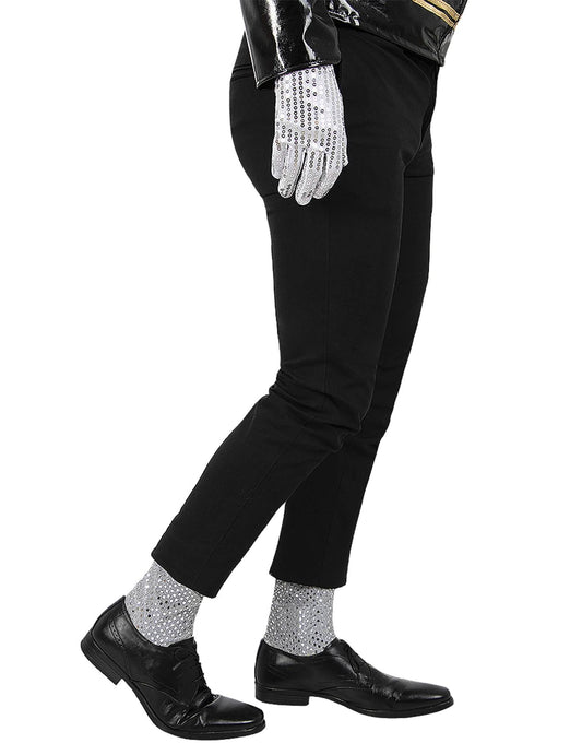 Vue de profil du gant à sequins du chapeau et gant Michael Jackson