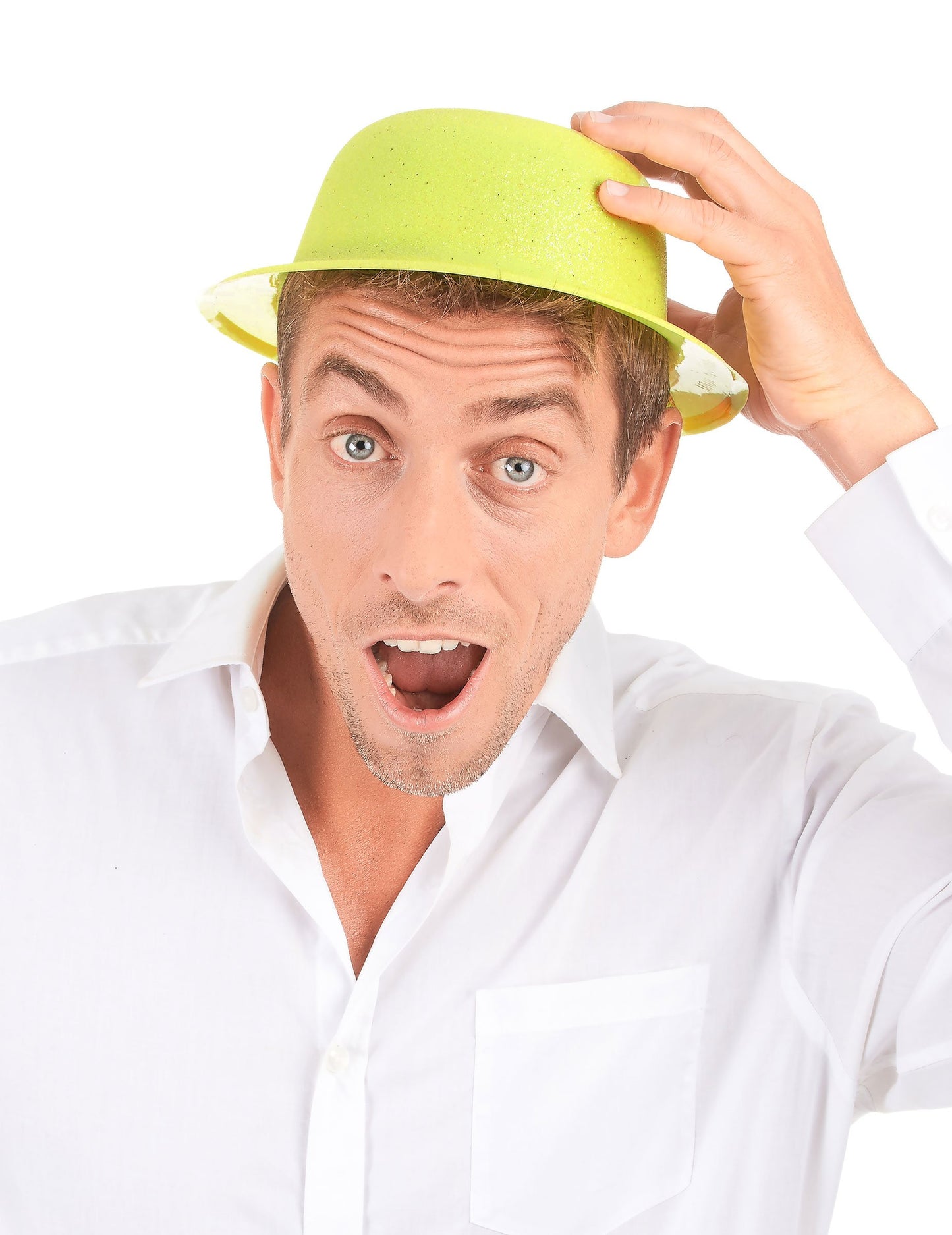 Chapeau melon pailleté jaune adulte