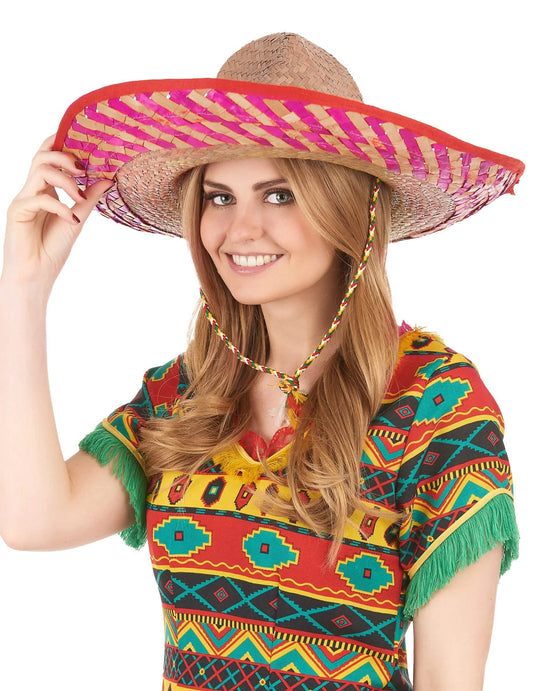 Vue de face porté du chapeau mexicain pour adulte