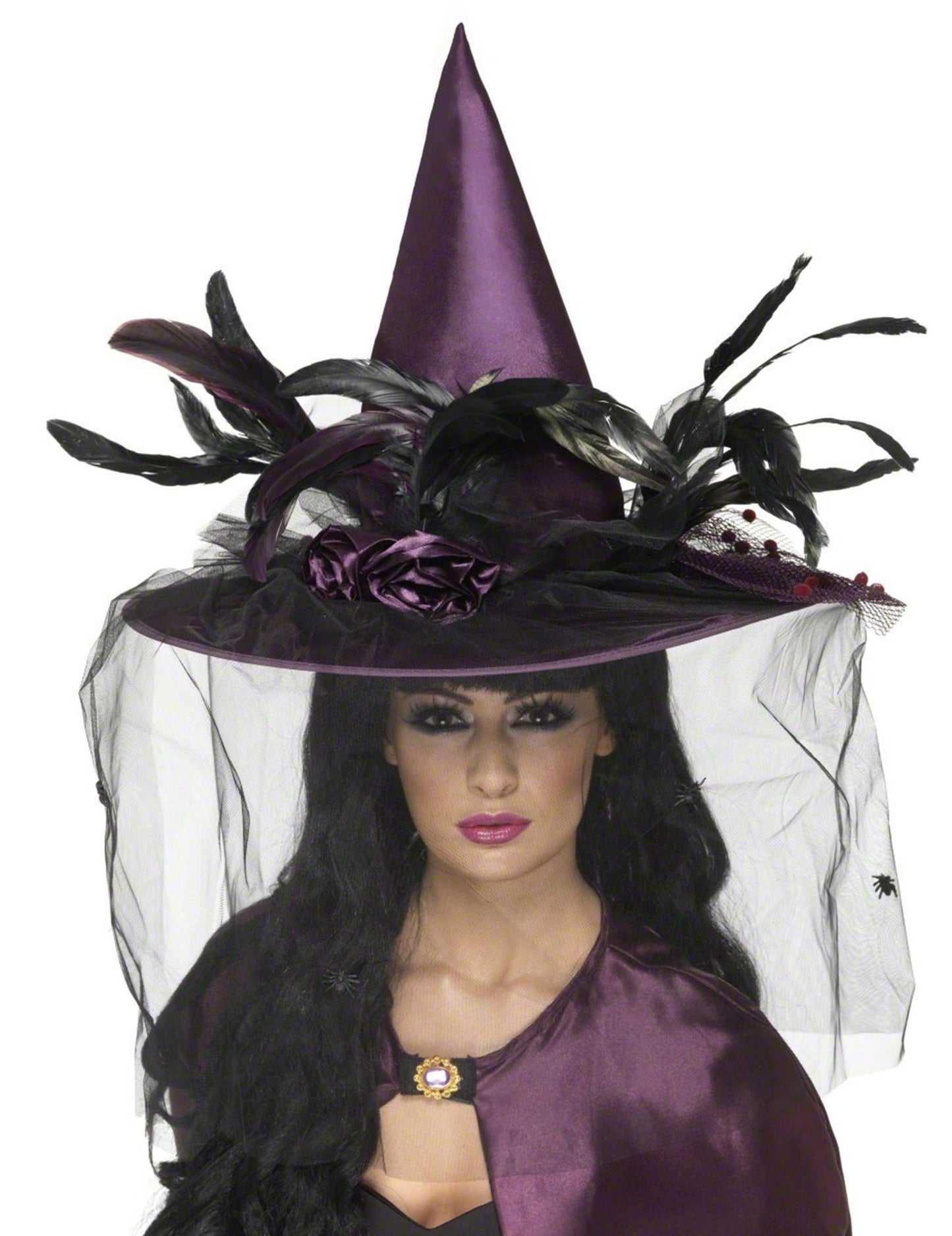 Chapeau sorcière luxe violet femme Halloween