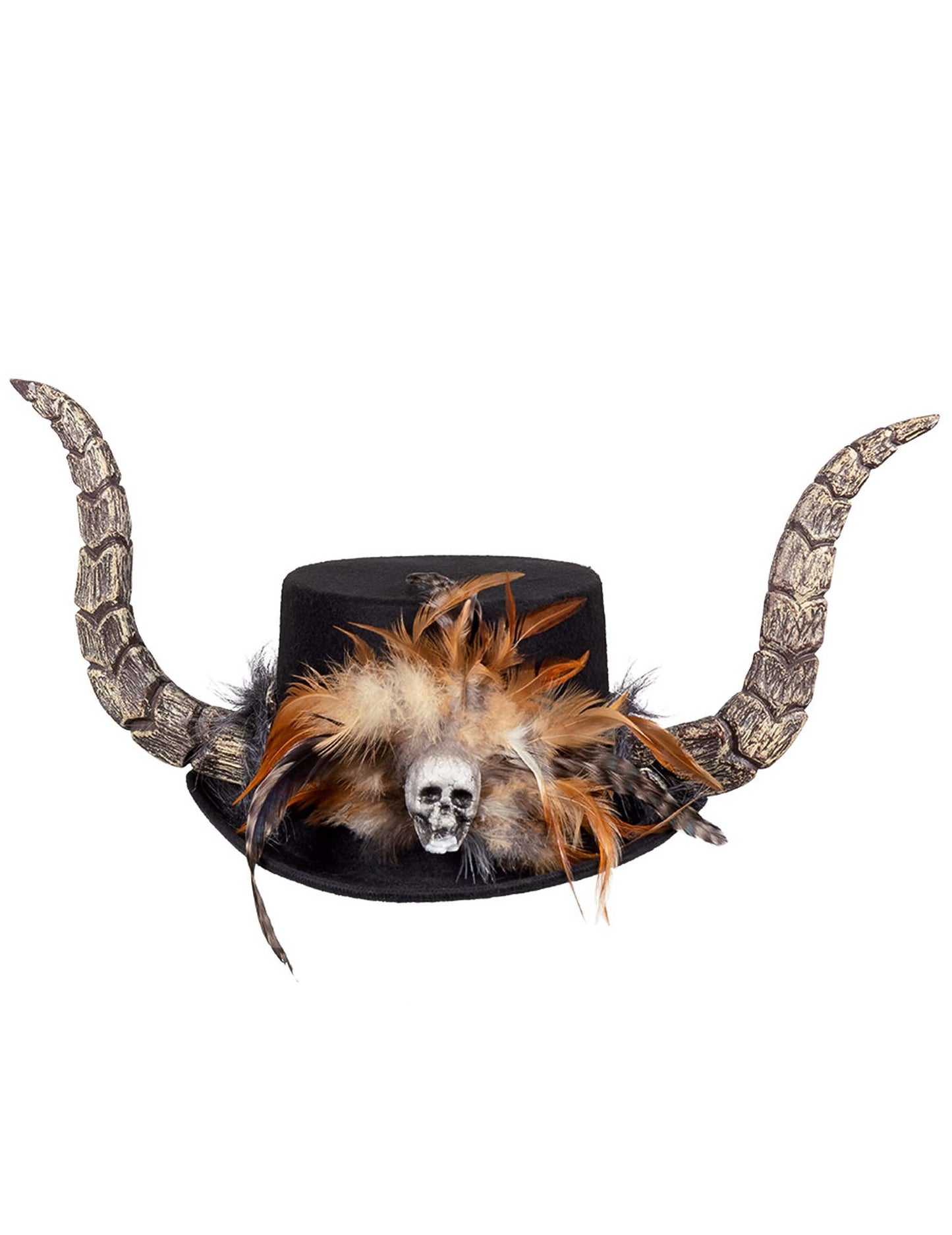 Voodoo klobuk z odraslimi rogovi in perje