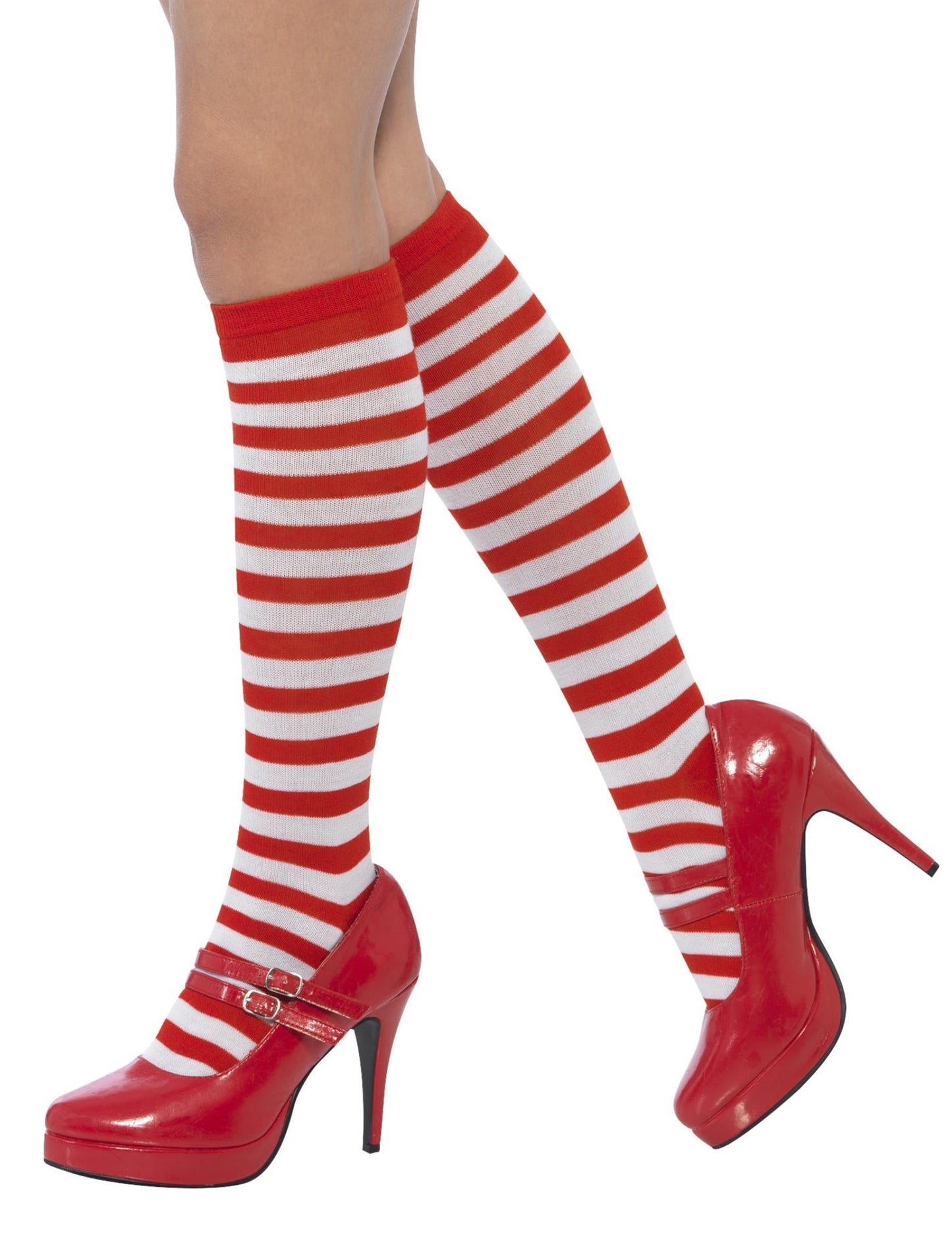 Rdeče in bele črtaste nogavice