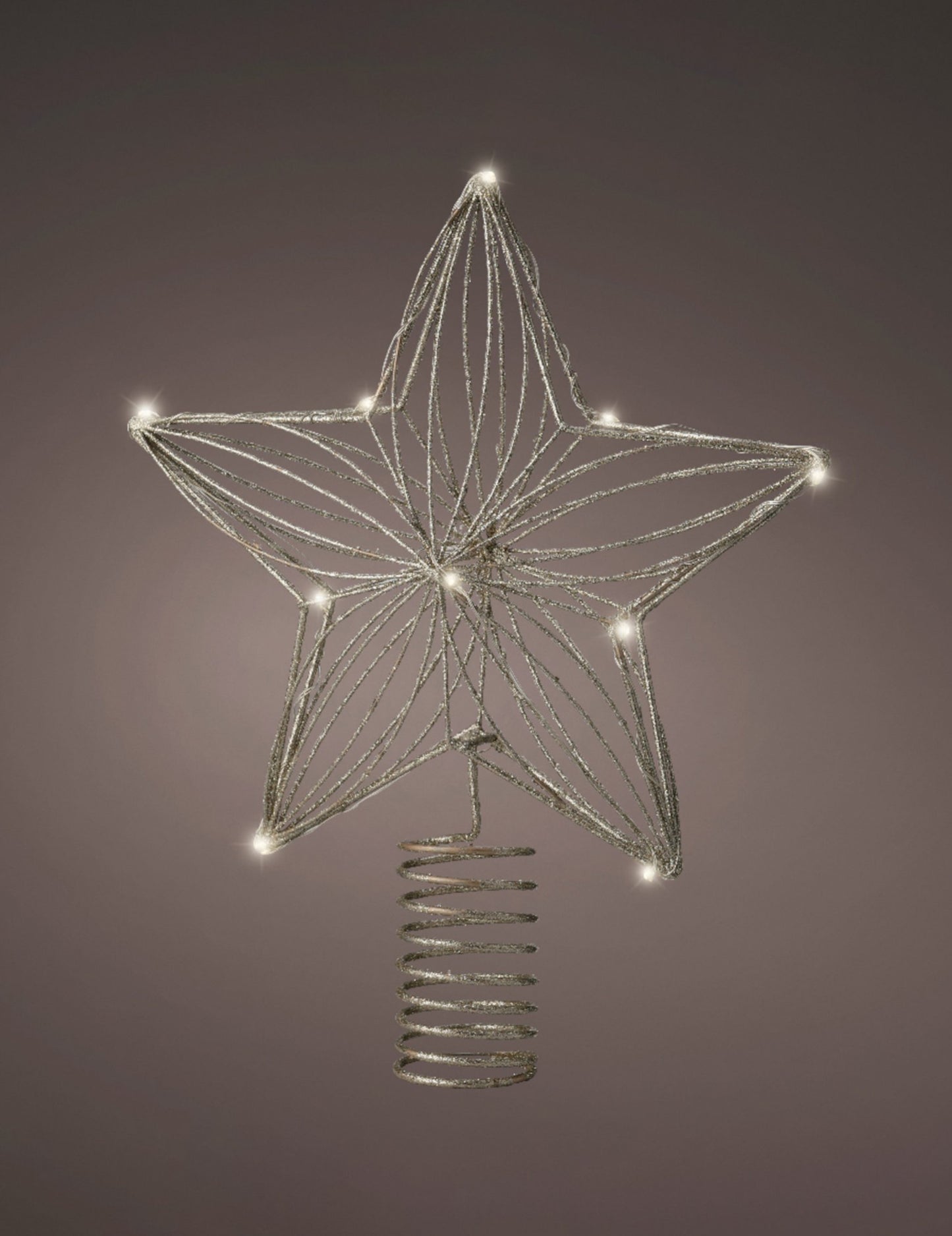 Zvezdasto oblikovan koničasti okrasek z 25 LED diodami cm zlate bleščice