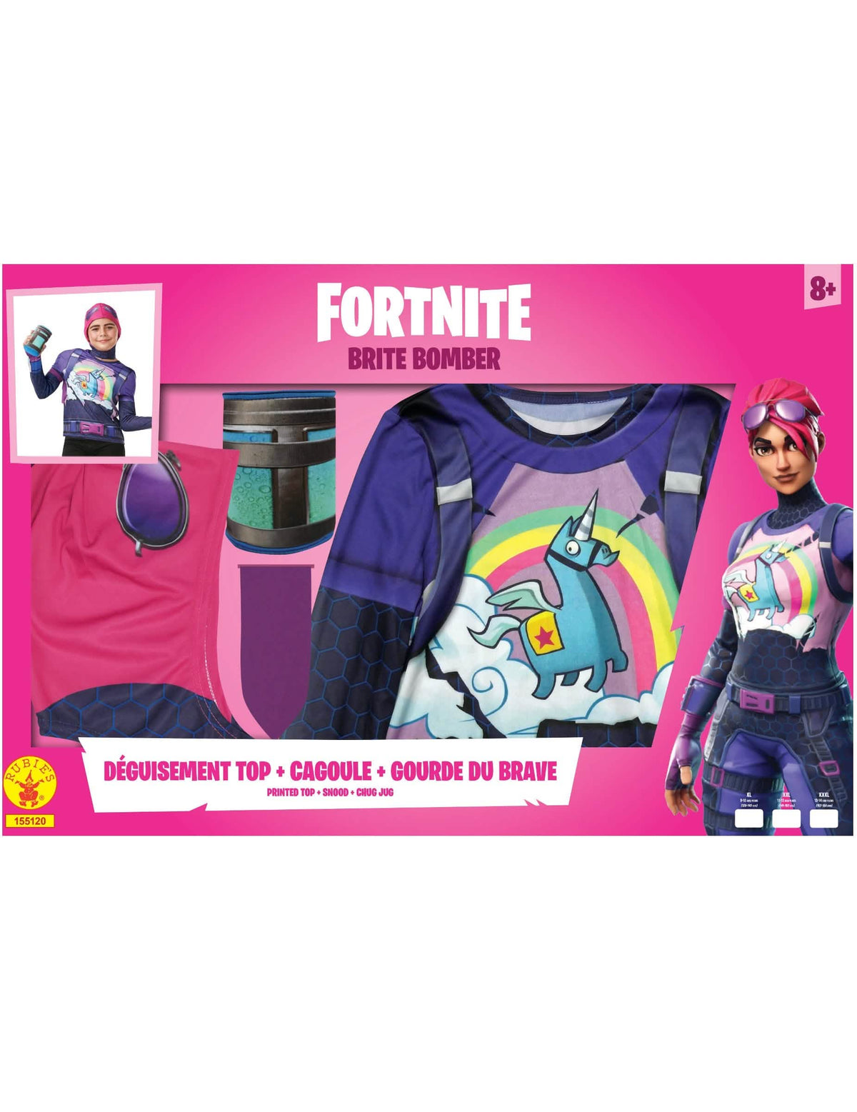 Pogled na škatlo kostuma Brite Bomber Fortnite za najstnico