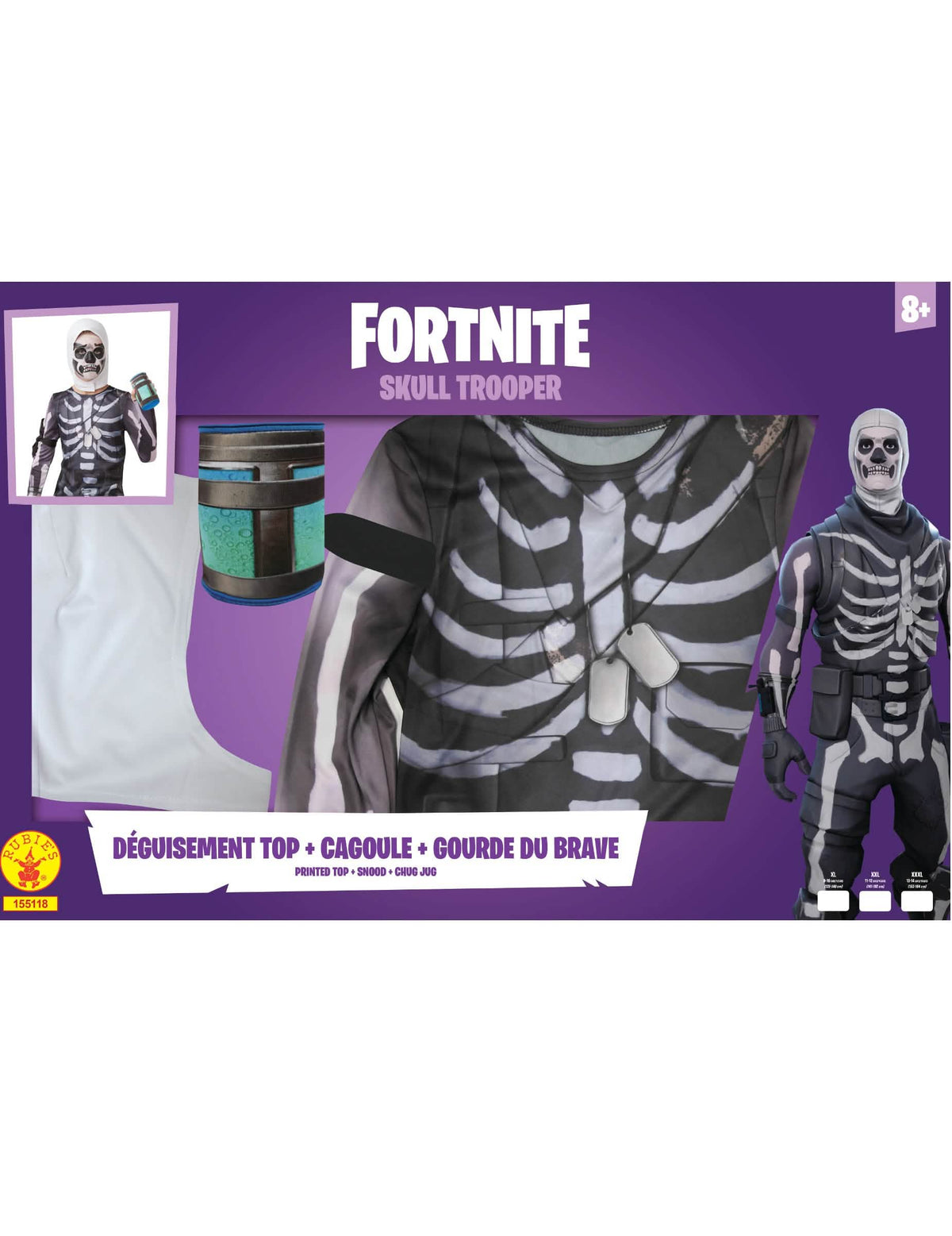 Dodatki topa balaklave in steklenice v kompletu za preoblačenje Skull Trooper Fortnite