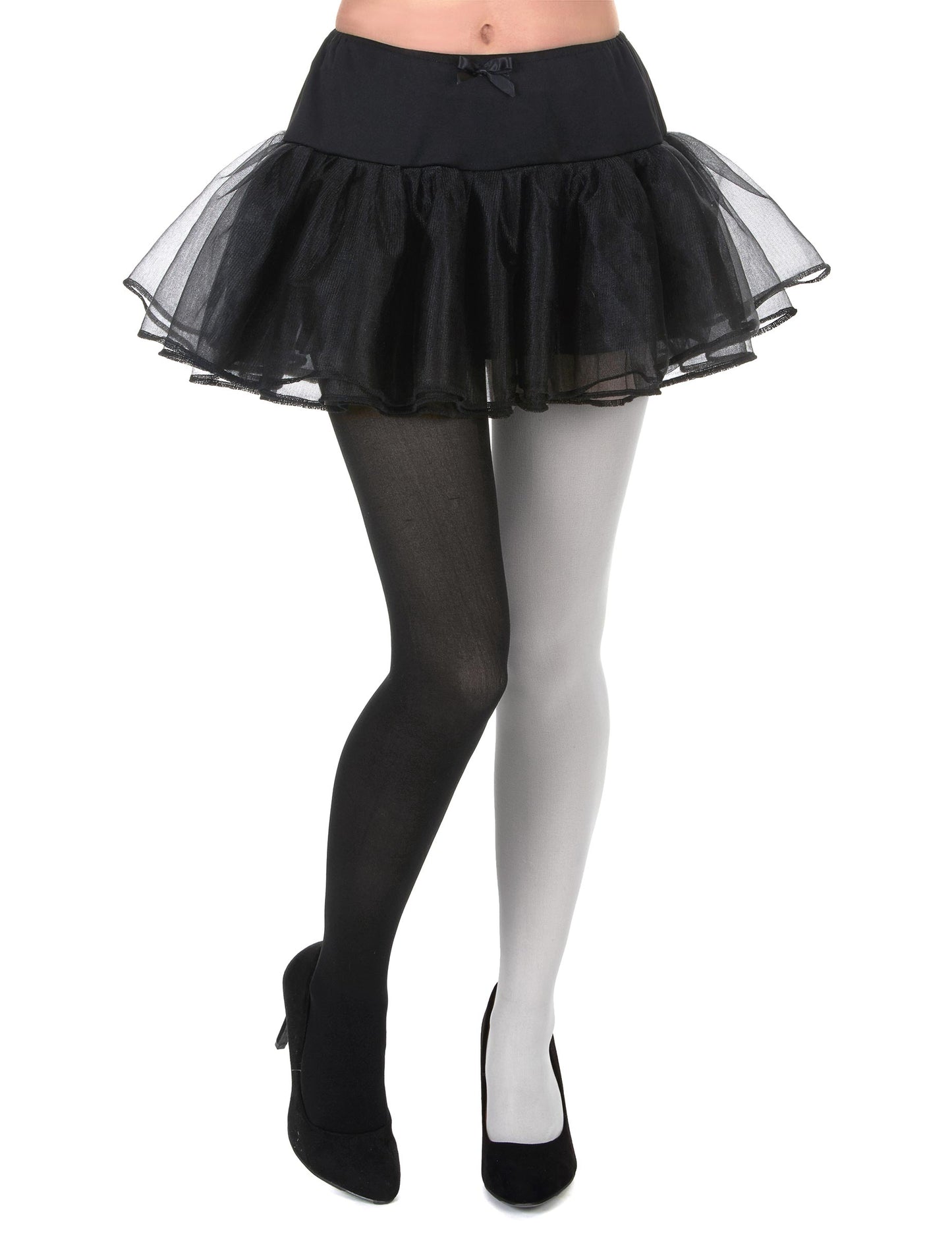 Dvojne črno -bele hlačne nogavice