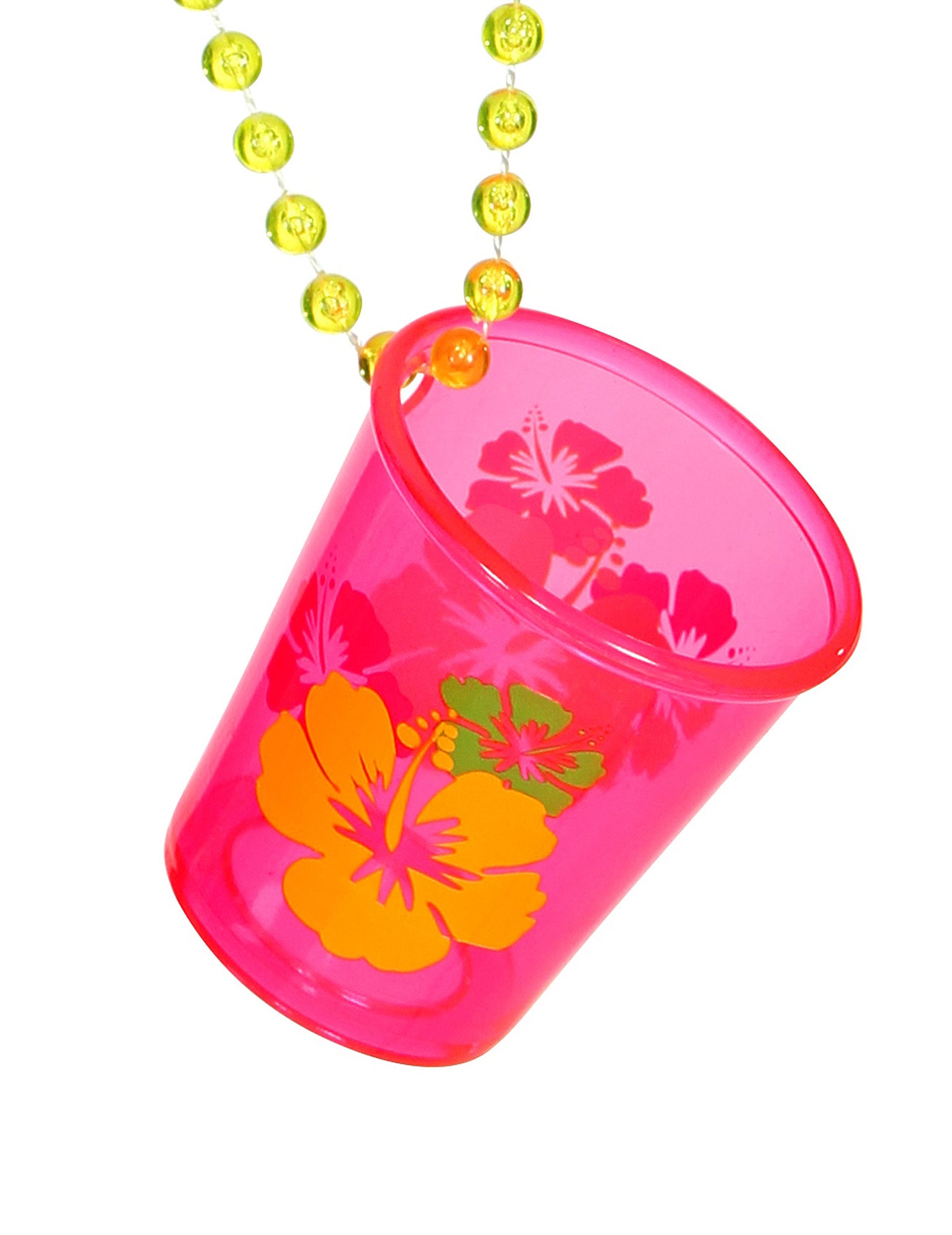 Collier de perles avec verre à shooter Hawaï rose