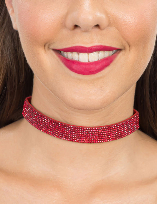 Ogrlica choker z rdečimi bleščicami za odrasle