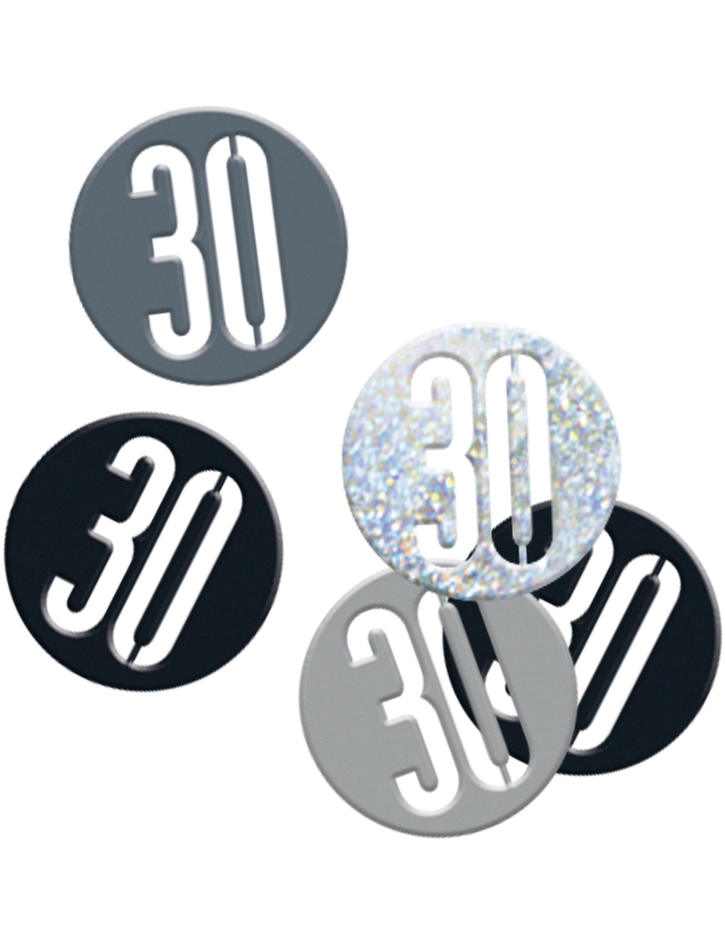 Confeti za 30. rojstni dan v sivi in črni barvi