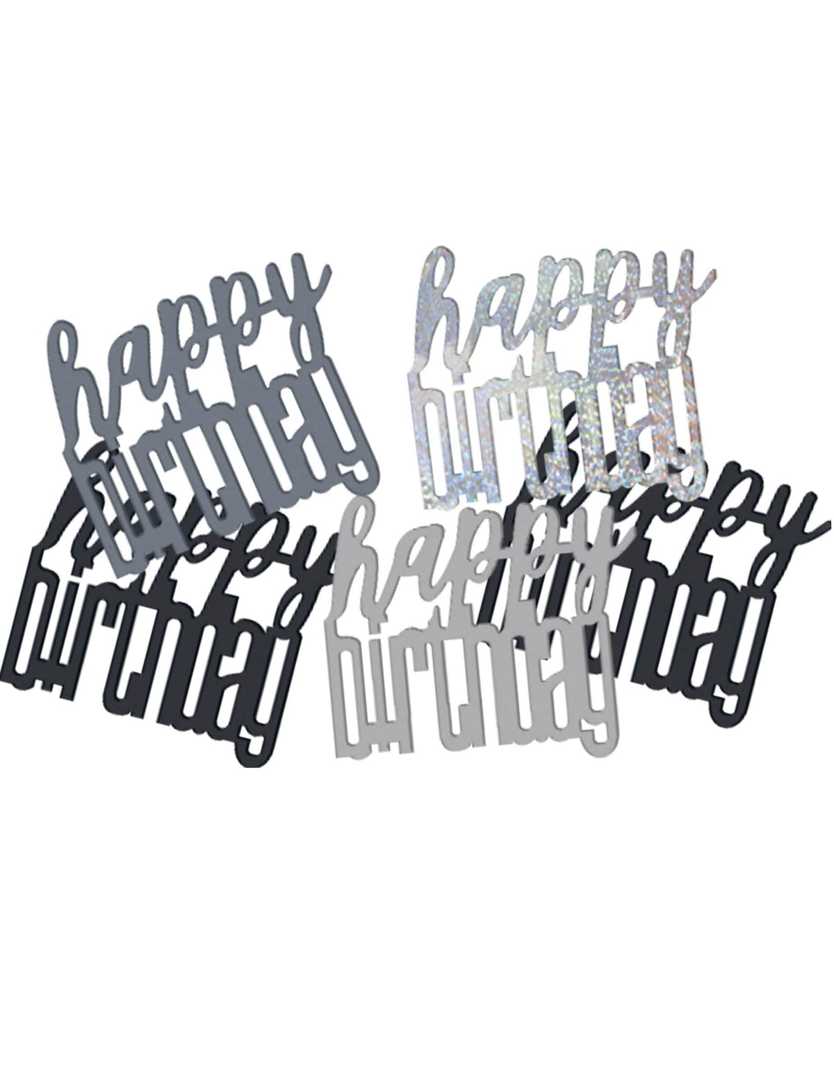 konfeti Happy Birthday za praznovanje siva in črna