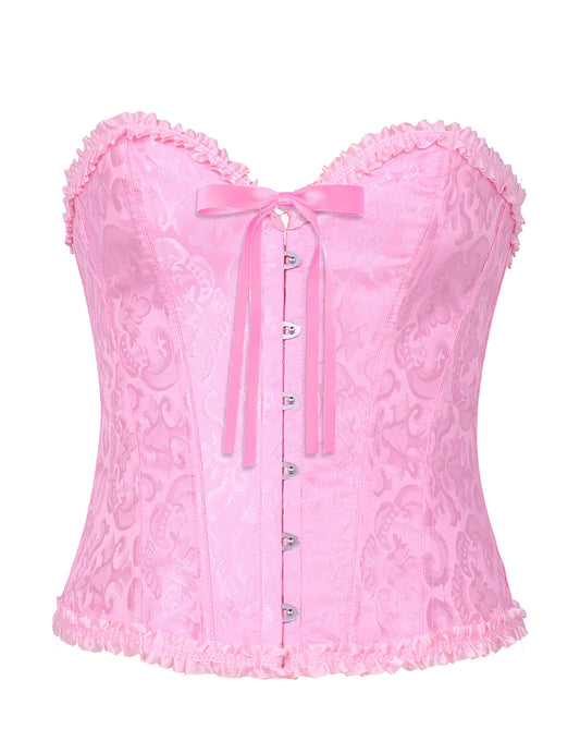 Corset rose à laçage baroque femme