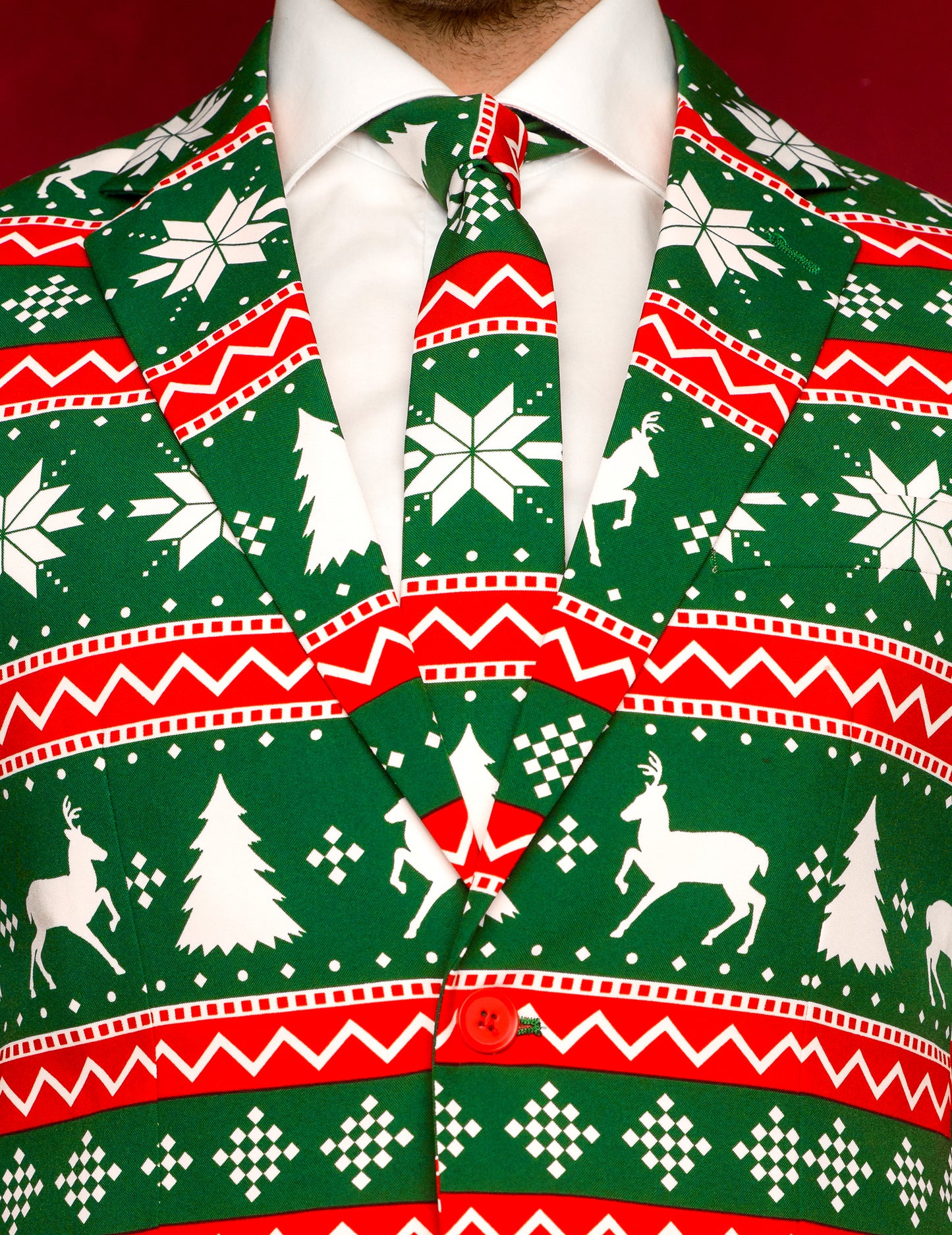 Kostum gospod praznični zeleni mož, ki je nasprotoval