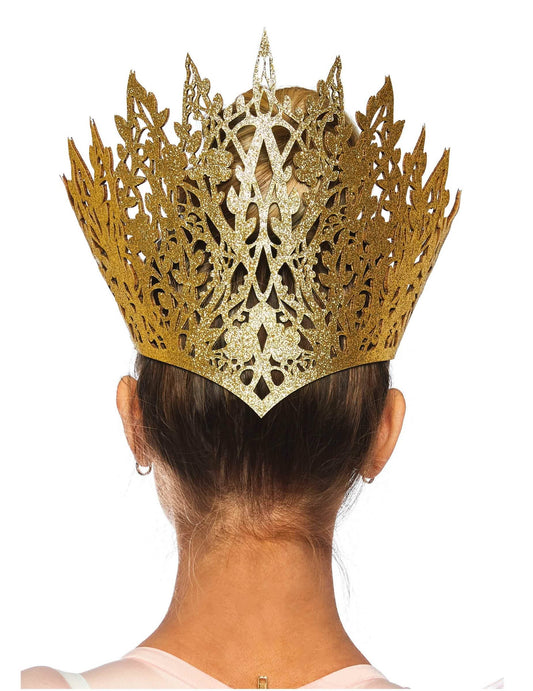 Vue de dos de la couronne reine dorée sexy pour femme