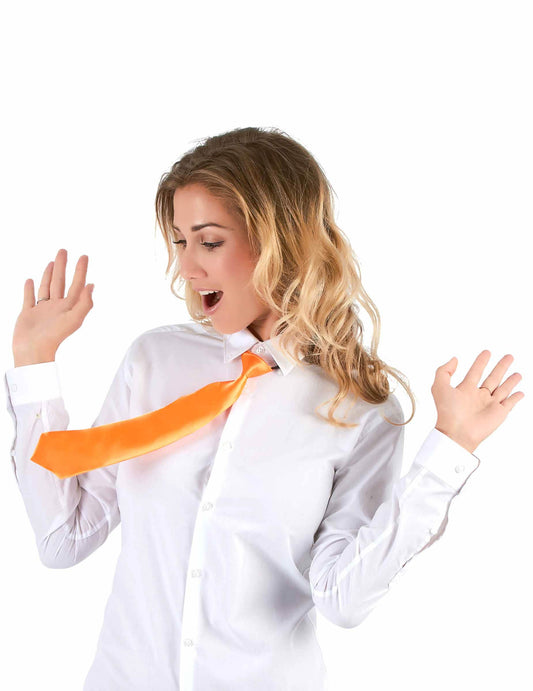 Vue de profil de la cravate pour adulte orange