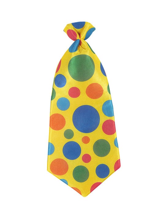 Cravate à pois clown pour adulte jaune à pois multicolores
