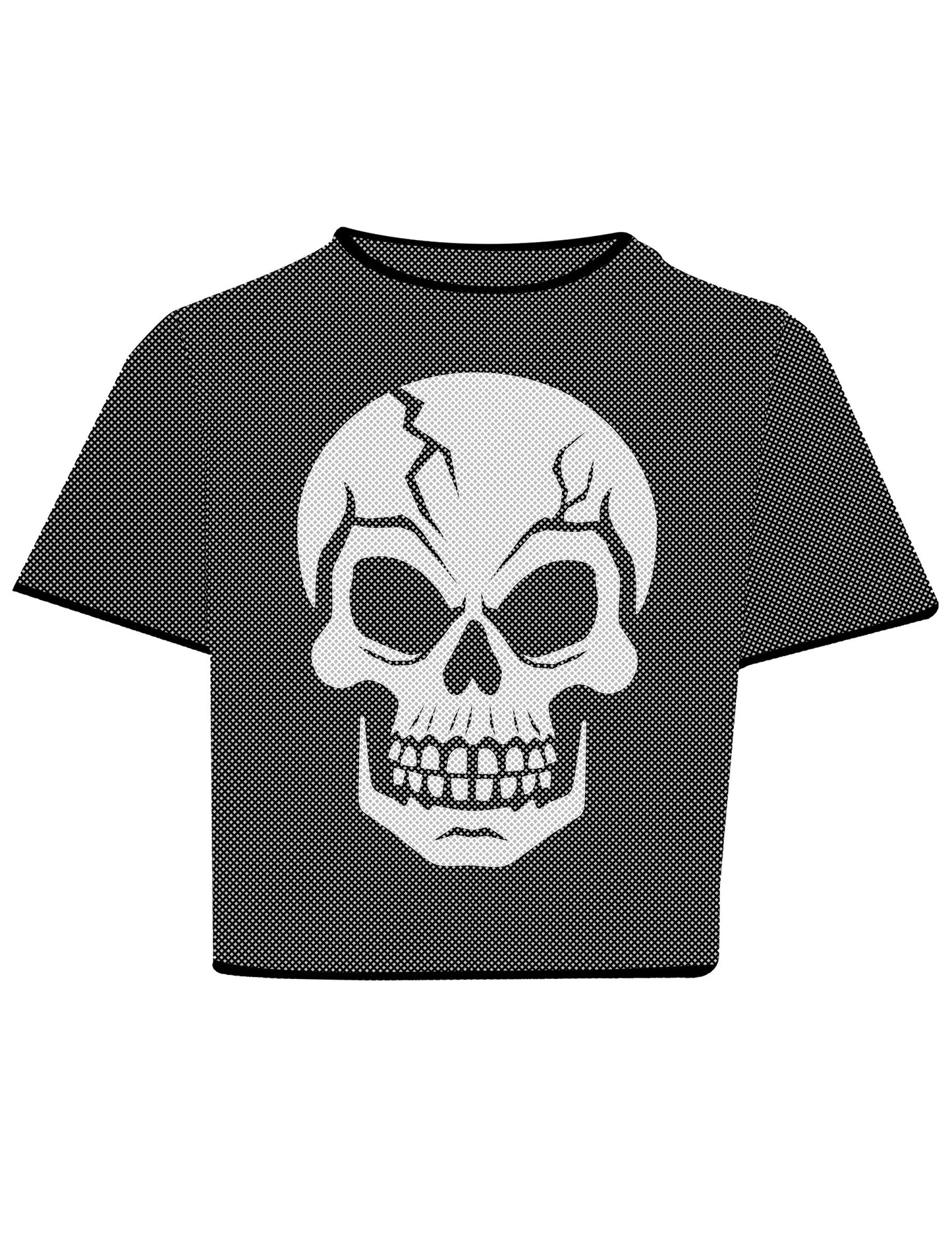 Črn mrežast crop top z lobanjo za odrasle