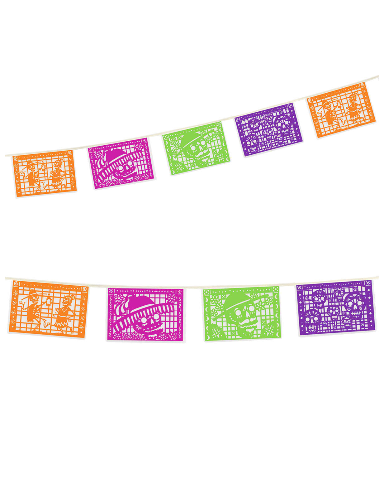 Papel picado Dia de los muertos plastična girlanda 3,60 m