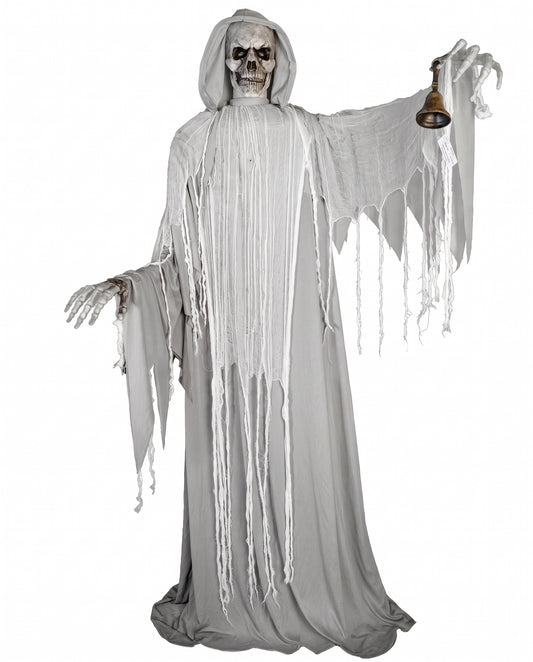 Animirana dekoracija skeletni kosavec z zvoncem 182 cm