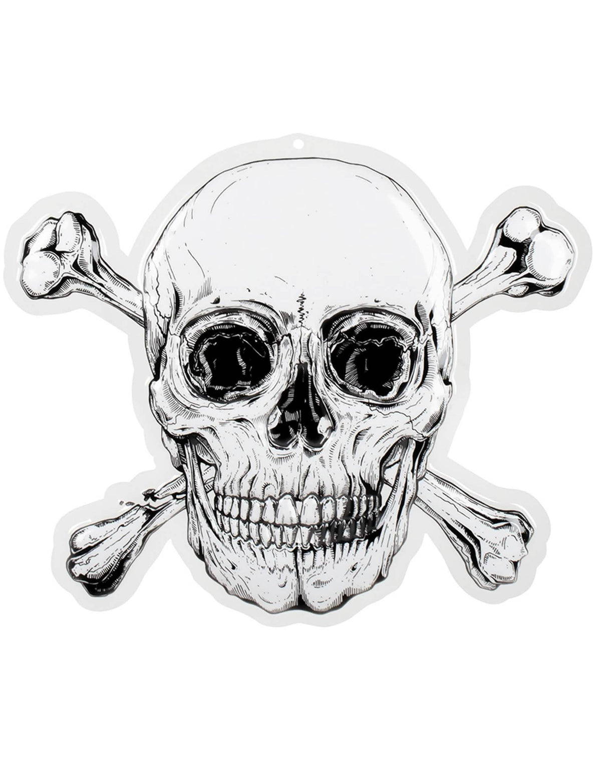 Plastična stenska dekoracija Pirate Jolly Roger bela in črna s lobanjo in prekrižanimi kostmi