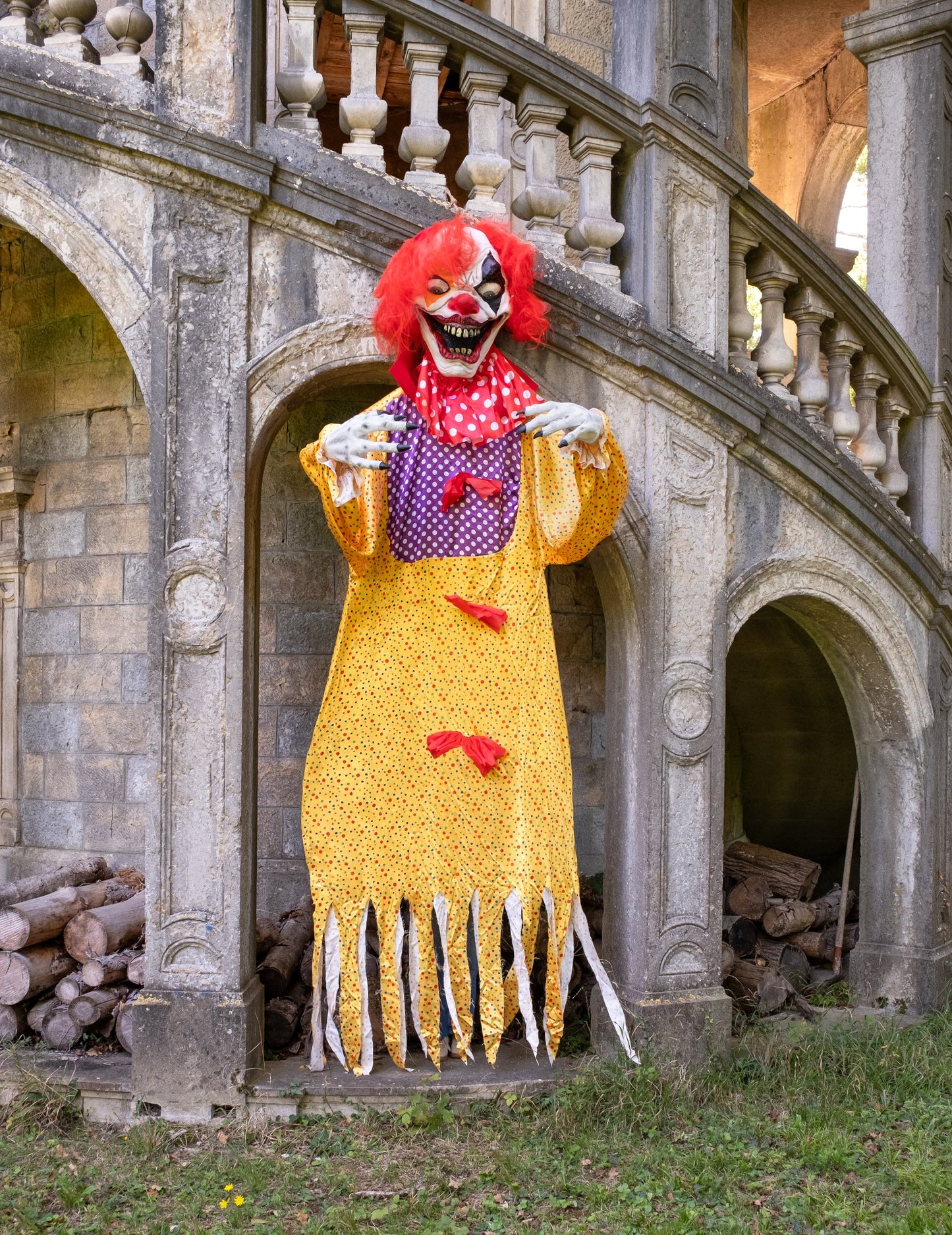 Velikanska dekoracija za noč čarovnic: grozljiv viseči klovn, 3,50 m