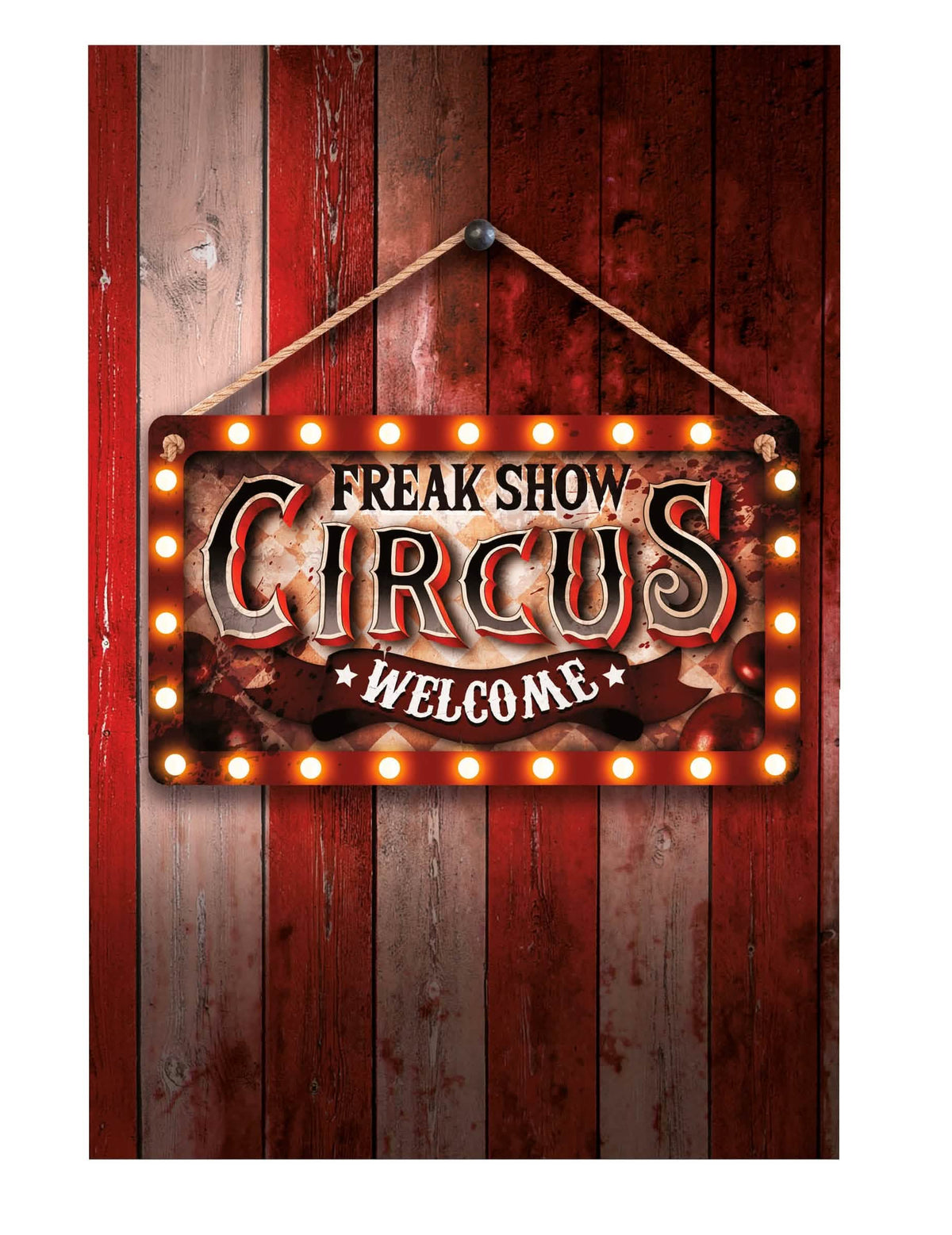 Dekoracija tabla Circus za vintage zabavo Freak Show rdeča in bela