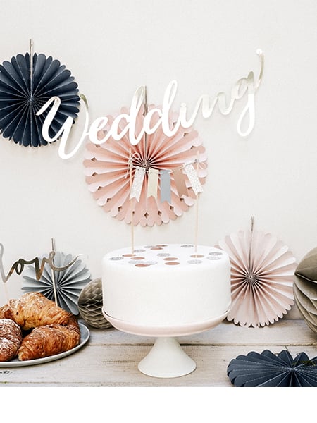 Srebrna poročna girlanda 45 x 12 cm iz kartona