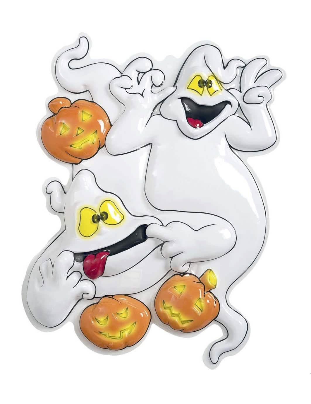 Stenska dekoracija duhovi in buče za halloween bela in oranžna