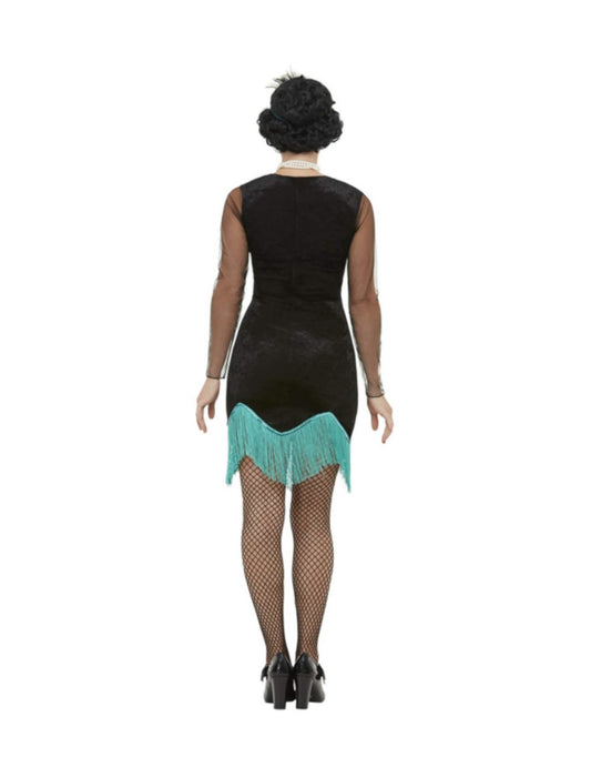 Vue de dos du déguisement années 20 paon pour femme